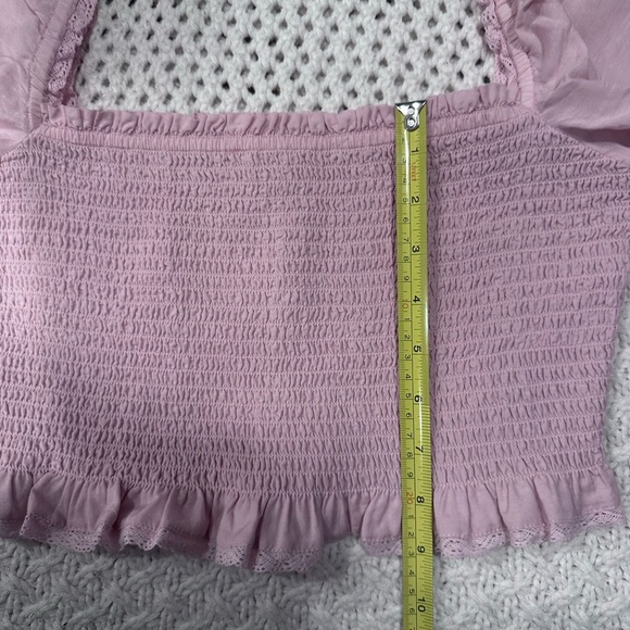 Wilfred WOMENS PINK MEDIUM Puff sleeves Crop Blouse - Picture 8 of 12
